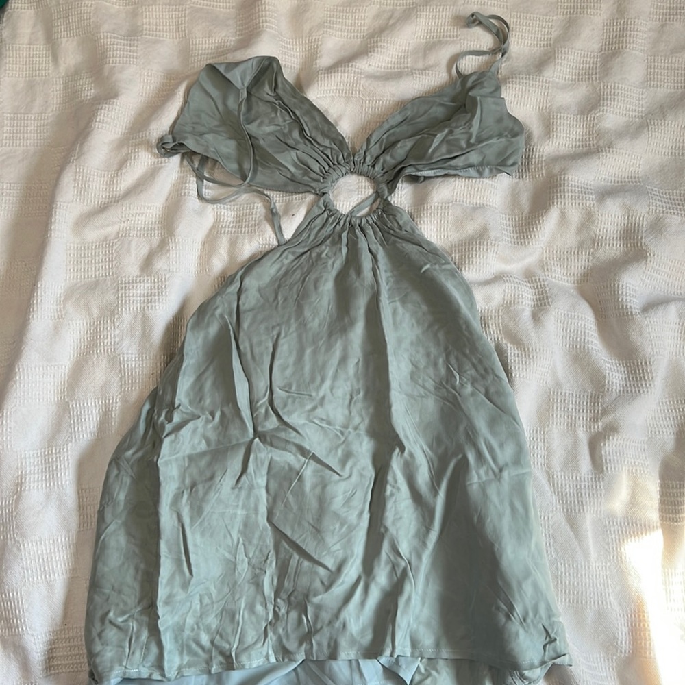 Beginning boutique sea foam mini dress open back cut out